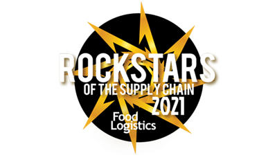 Food Logistics Award graphic that states "Rockstars of the Supply Chain 2021."
