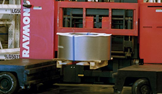 Raymond 9300 Sideloader Long Load Forklift with Hydraulic Adjustable Forks